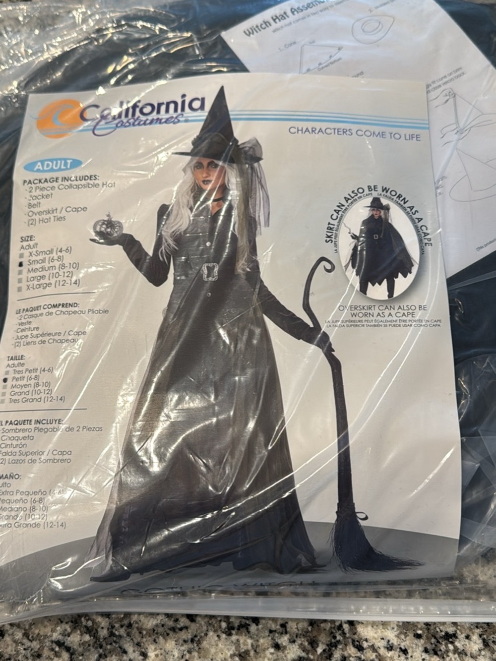 California Costumes Black Witch Costume with Hat and Cape size small